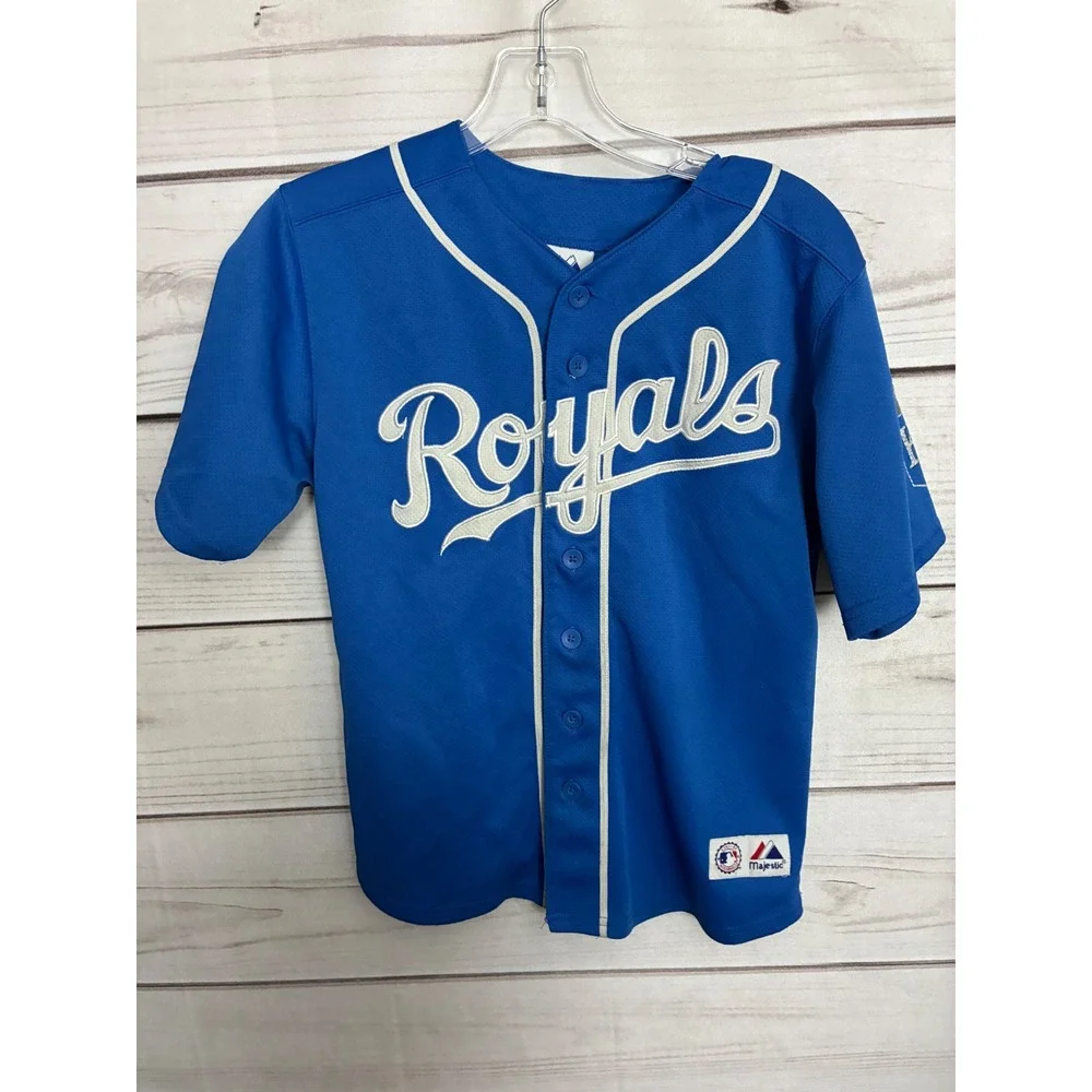 Majestic Kids Kansas City Royals Alex Gordon 4 Baseball Jersey Blue MLB Small